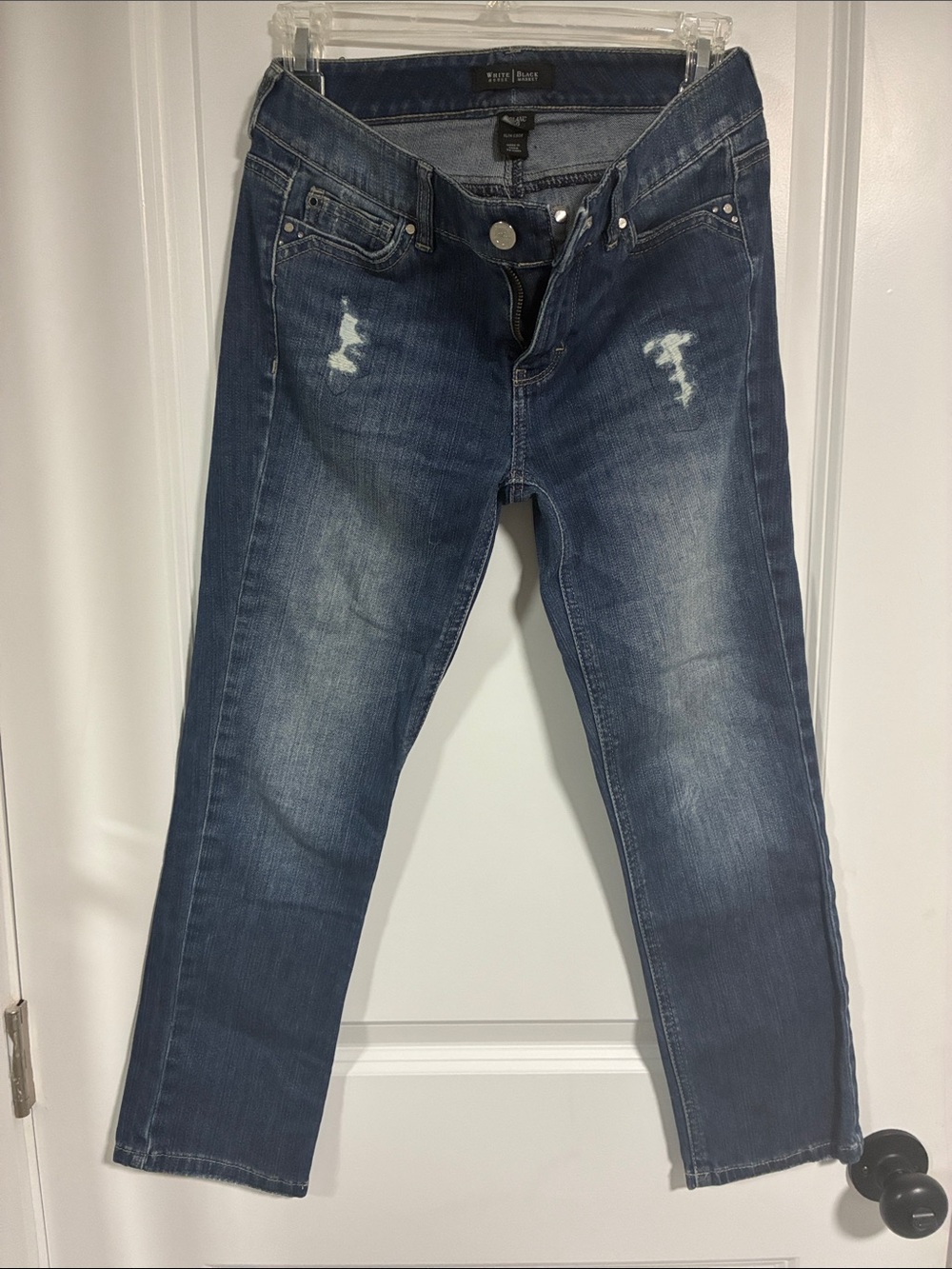 Crop Slim Jeans - Dark Blue Wash